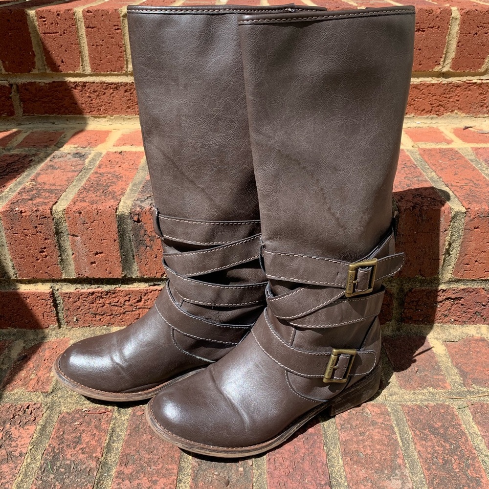Brown calf boots with suede inner lining